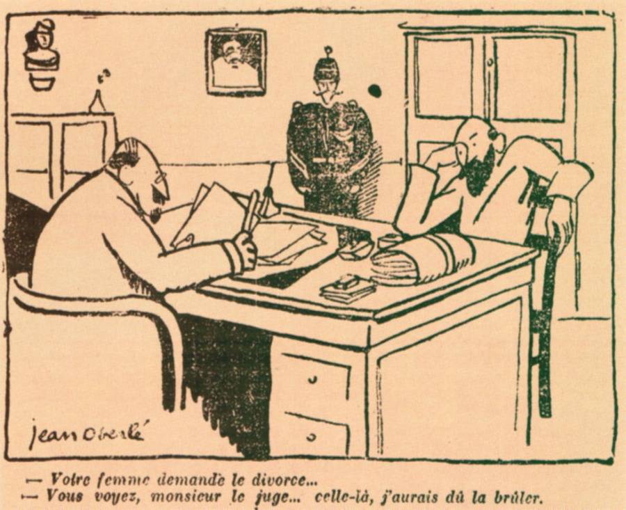 1919 Le Canard Enchaine Dessin de Jean Oberle Landru chez le juge.jpg